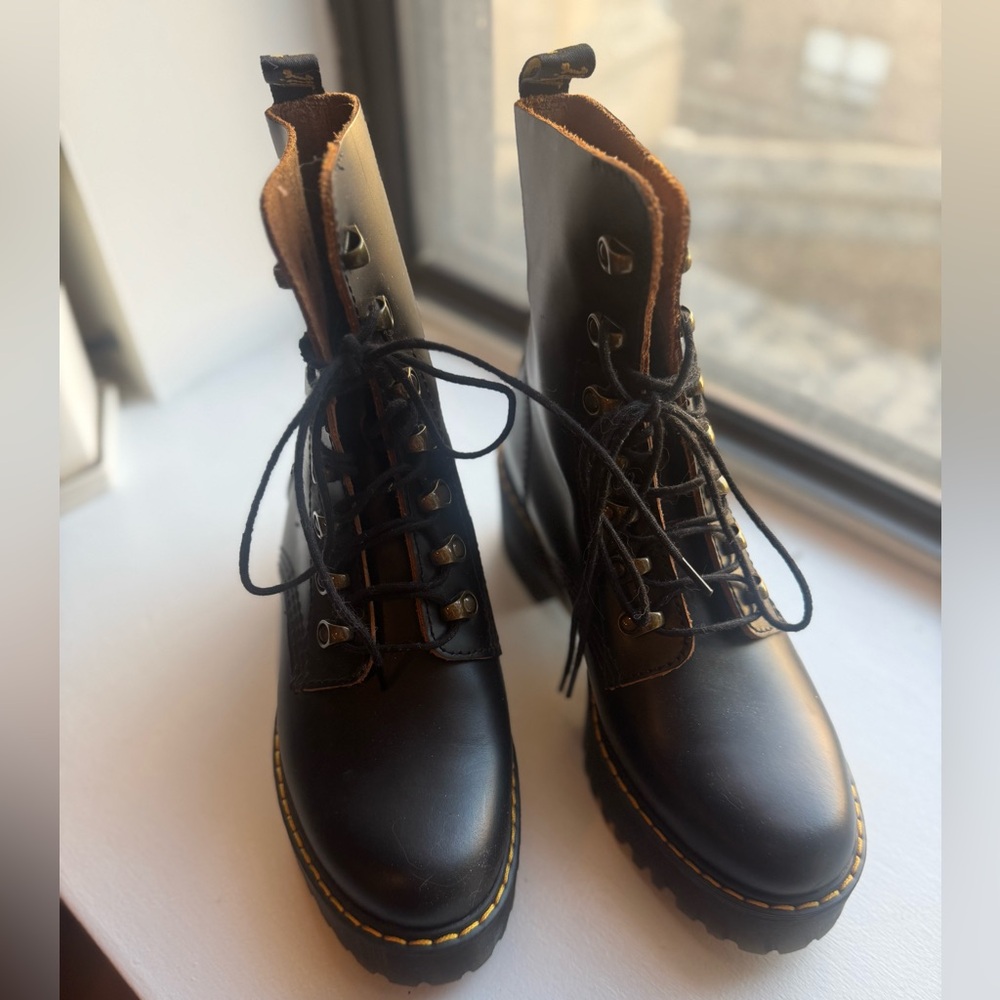 Dr. Martens Leona Black Lace Up Boots